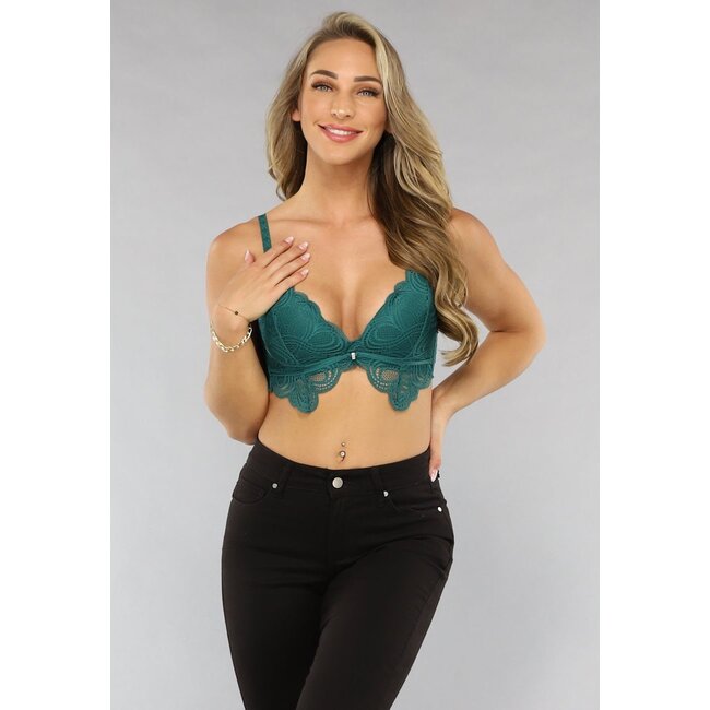Bralette aus geformter Spitze in Meeresgrün