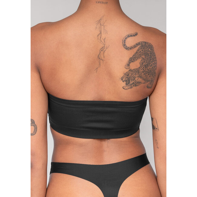 Schwarzes dehnbares Bandeau-Top mit Anti-Rutsch-Rand