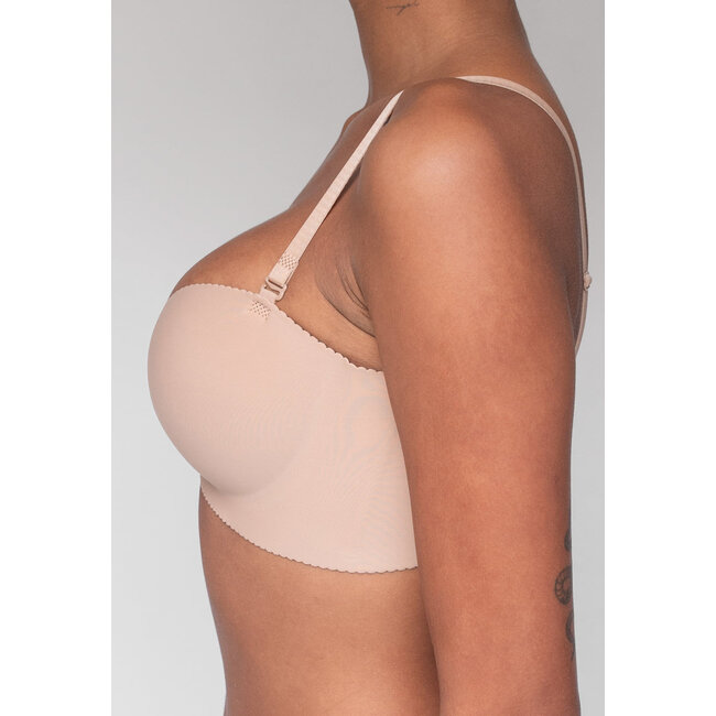 Nahtloser Maximiser-BH in Beige mit abnehmbaren Trägern