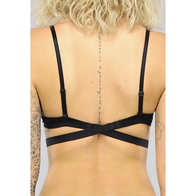 Schwarzer Push-up-BH mit tiefem Ausschnitt und Bügeln