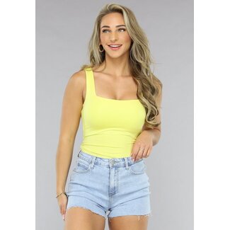 Gelbes Stretch-Stoff-Top
