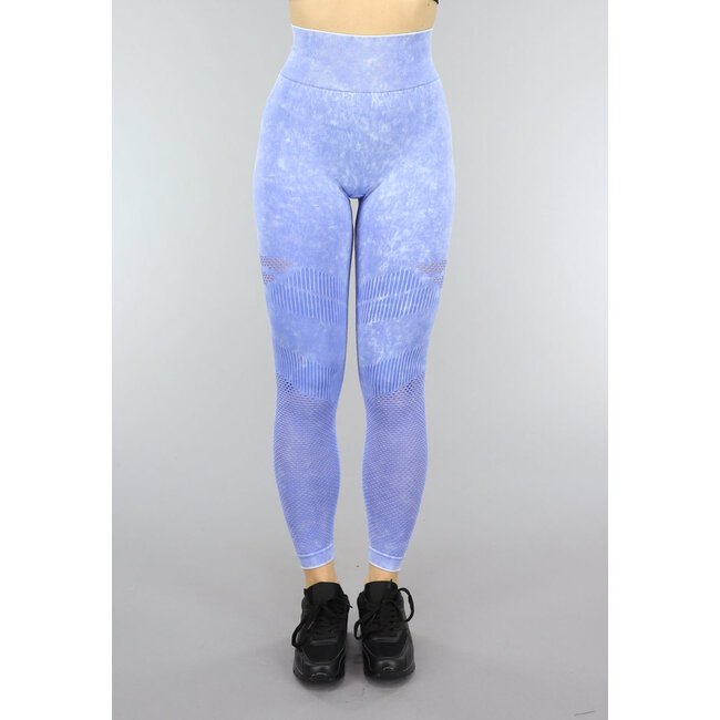 Hellblaue Sport-Leggings mit Fischnetz-Detail