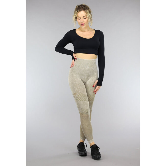 Khaki Sport Leggings mit Scrunch