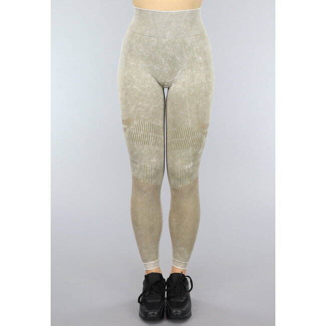 Khaki Sport Leggings mit Scrunch