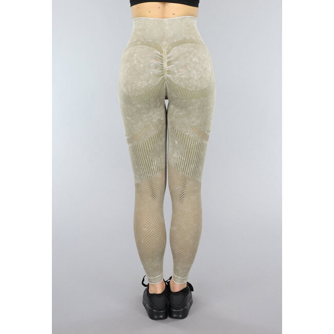 Khaki Sport Leggings mit Scrunch