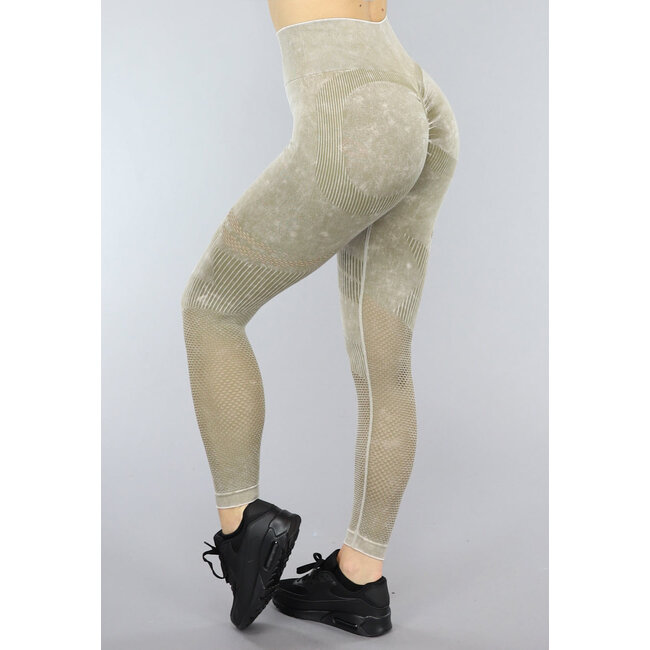 Khaki Sport Leggings mit Scrunch