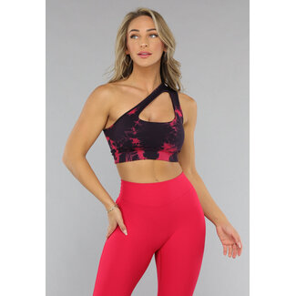 Ein-Schulter-Sport-BH mit Tie-Dye-Druck