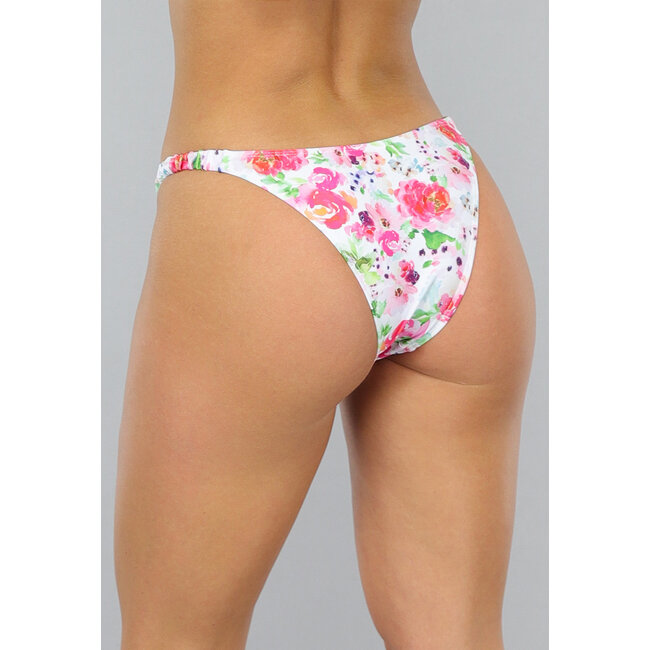 Freches Tanga-Bikini-Unterteil mit Blumendruck