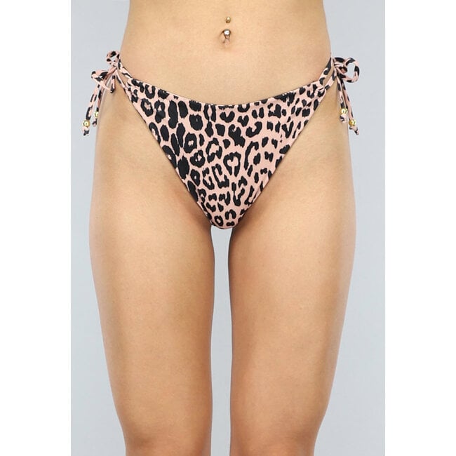 Push-Up Halter Panther Print Bikini mit Riemchenausschnitt - Unterteil