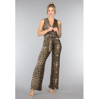 Tall Fitted Stretch Panther Print Jumpsuit