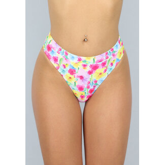 Bikini-Unterteil mit hoher Taille und Blumendruck