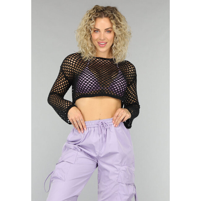 Schwarzes gehäkeltes Boho-Top