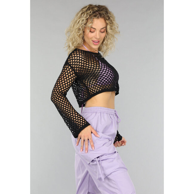 Schwarzes gehäkeltes Boho-Top