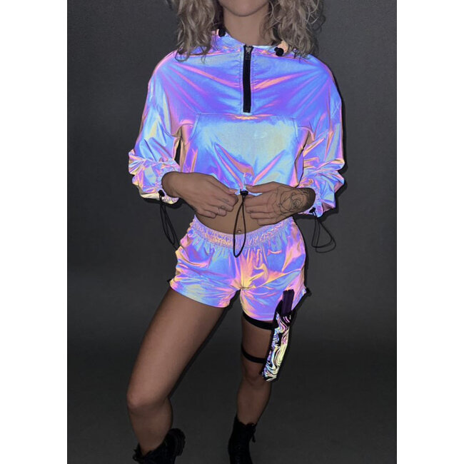 Lila reflektierender Windbreaker mit Kapuze