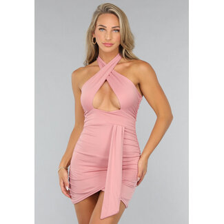 Altrosa Trägerkleid mit Ausschnitt