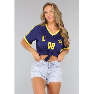 Marineblaues Sportliches Hemd mit gelben Details