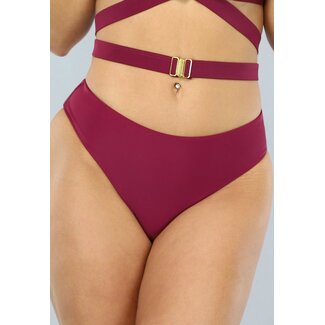 Weinroter Bikini-Slip mit hoher Taille