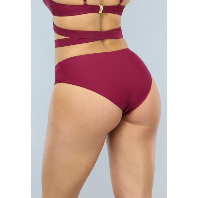 Weinroter Bikini-Slip mit hoher Taille
