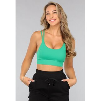 Grünes Sporttop mit Pads und gekreuztem Rücken