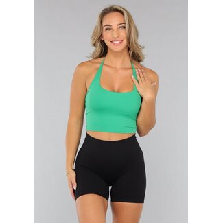 Gepolstertes grünes Sportshirt mit Neckholder