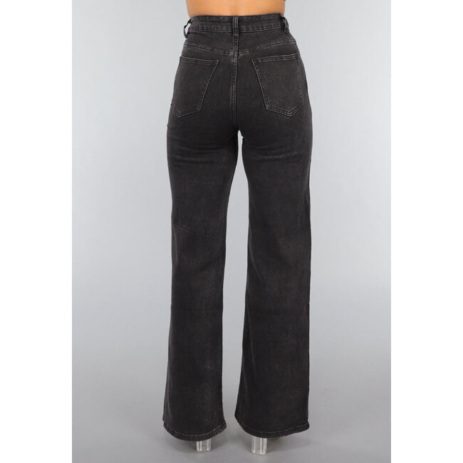 Anthrazitfarbene Jeans mit hoher Taille