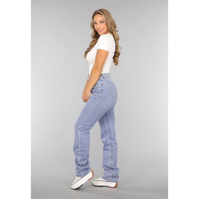 Denim Flair Jeans mit hoher Taille und Rubbeln