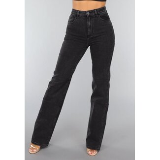 Redial Jeans Anthrazitfarbene Jeans mit hoher Taille und geradem Bein