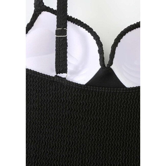Schwarzer Maximiser Push-Up-Badeanzug mit Textur