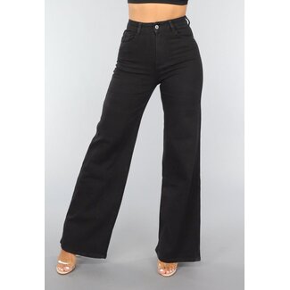 OP=OP.39.NL Schwarze Jeans mit weitem Bein und hoher Taille