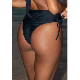 Schwarzes Bikini-Unterteil mit Schleifendetails