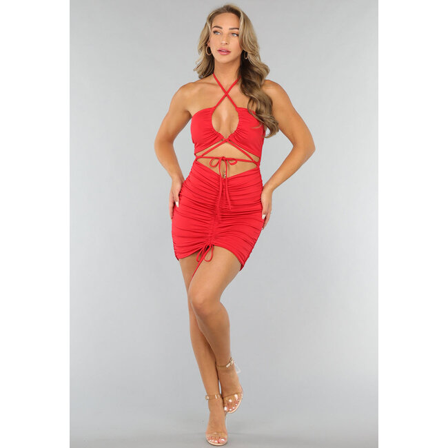 Rotes Bodycon-Kleid mit Ausschnitten