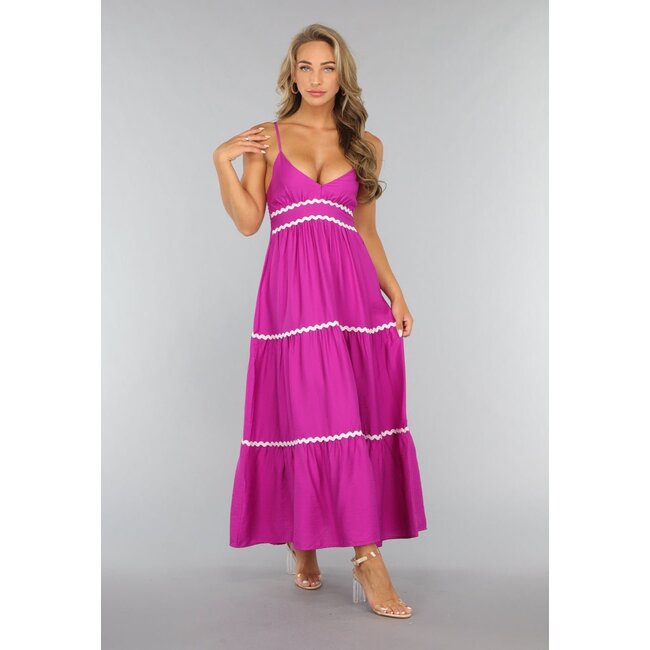 Langes Boho-Kleid in Magenta