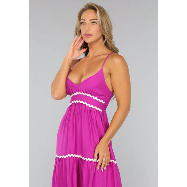 Langes Boho-Kleid in Magenta