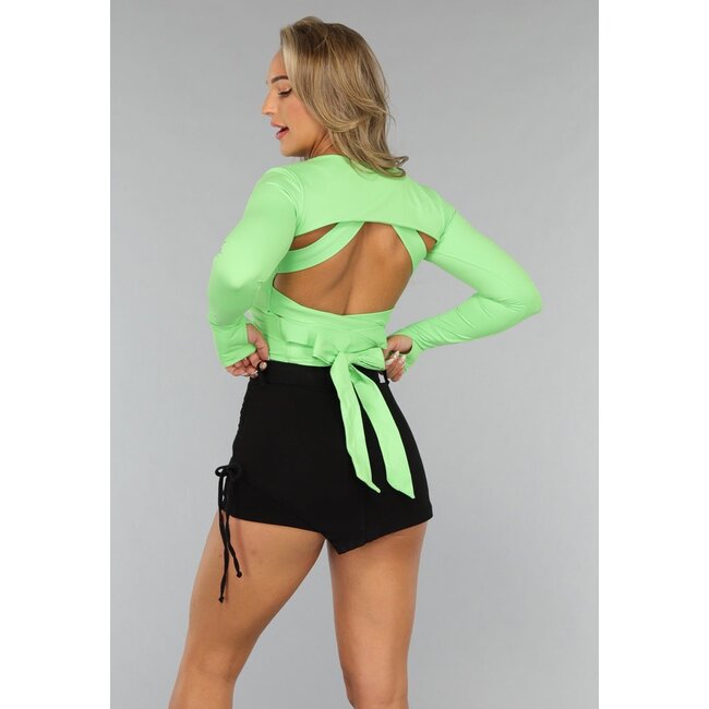 Grünes langärmeliges Stretch-Croptop