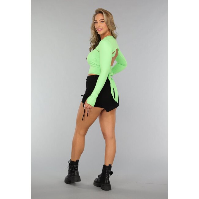 Grünes langärmeliges Stretch-Croptop
