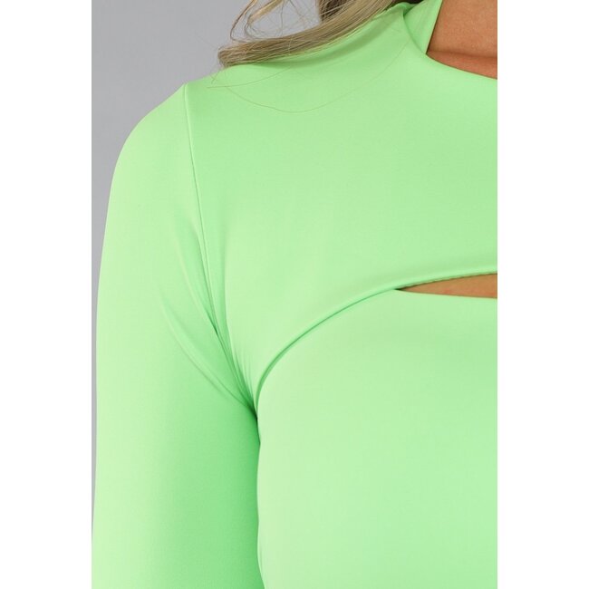 Grünes langärmeliges Stretch-Croptop