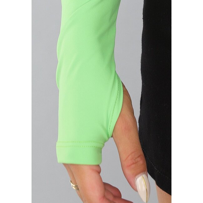 Grünes langärmeliges Stretch-Croptop
