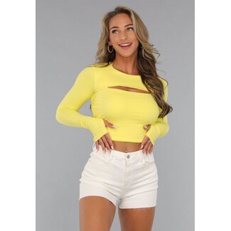 Gelbes langärmeliges Cropped-Top