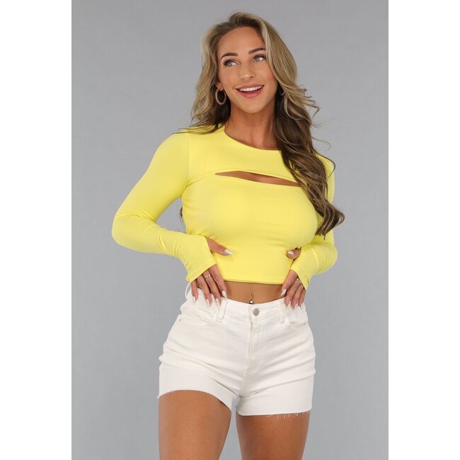 Gelbes langärmeliges Cropped-Top