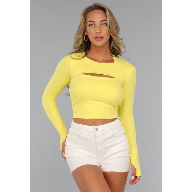 Gelbes langärmeliges Cropped-Top