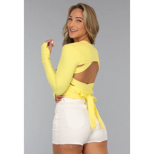 Gelbes langärmeliges Cropped-Top