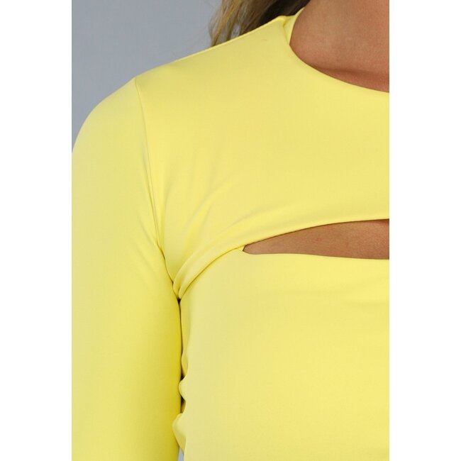 Gelbes langärmeliges Cropped-Top