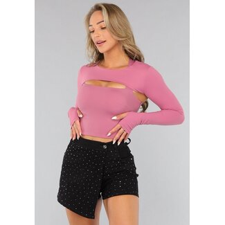 Altrosa Sportlicher Bolero mit weitem Ausschnitt