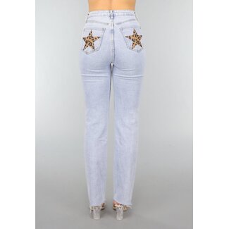 Redial Jeans Gerade Jeans mit Pantherprint-Sternen