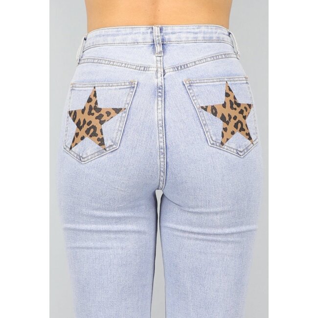 Gerade Jeans mit Pantherprint-Sternen