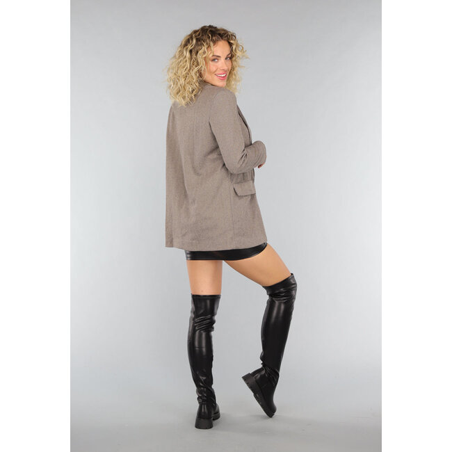Blazer in Camel mit Schulterpolstern
