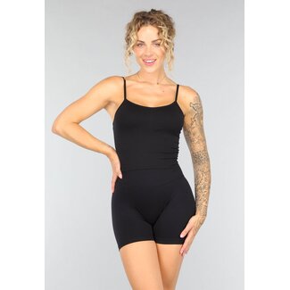 Schwarzes Basic-Sport-Top mit Spaghetti-Trägern