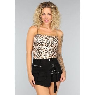 NEW1408 Panther Print Crop Top