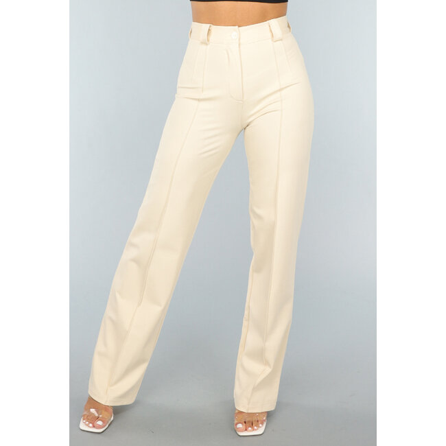Elastische Hose mit geradem Bein in Beige