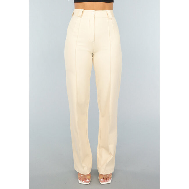 Elastische Hose mit geradem Bein in Beige